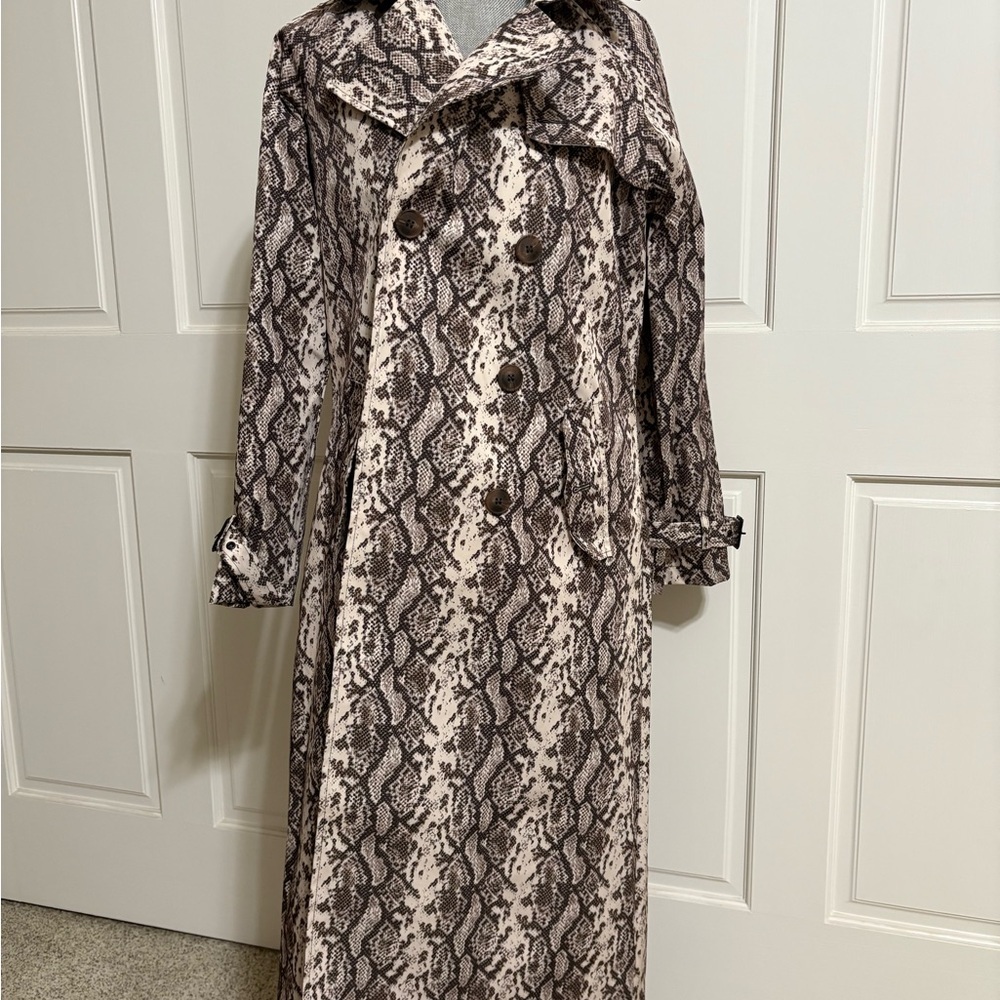 Rebecca Minkoff Snake Print Belted Double Breasted Trench Coat NWT Size S - Picture 4 of 11